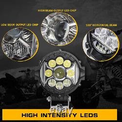 10x 7'' Black LED Pods Work Light Bar Round Driving Fog Headlights Truck Offroad
