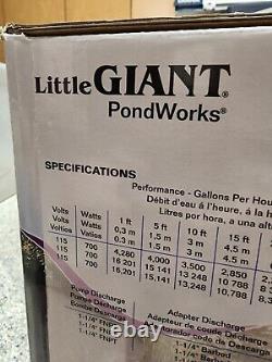 Little Giant Waterfall Pump Direct Drive Black 4100 GPH WGP-95-PW NEW NEVER USED