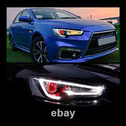 Pair LED Headlights For Mitsubishi Lancer / EVO X 08-17 Audi Style with Demon Eyes