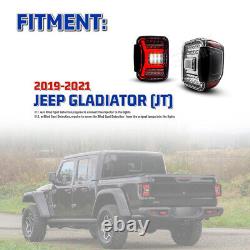 Feux arrière à LED pour Jeep Gladiator JT 19-22 Lampe de signalisation de conduite noire/transparente